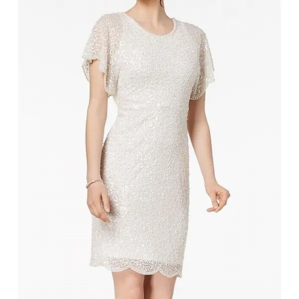 Adrianna Papell sequin flutter sleeve dress
